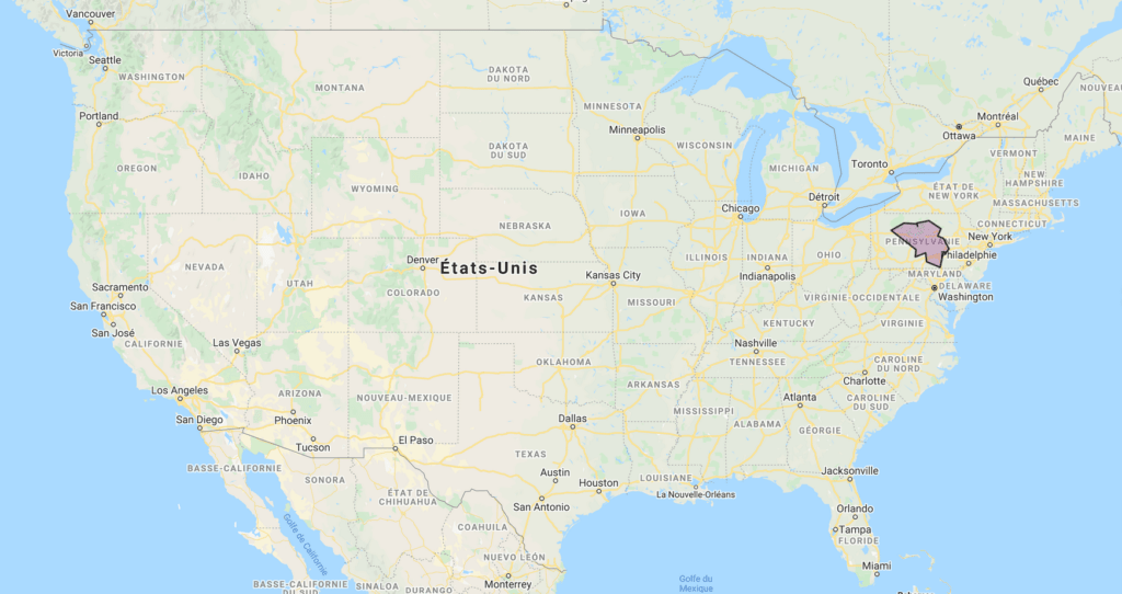 Comparaison avec la taille de la Belgique avec les États-Unis